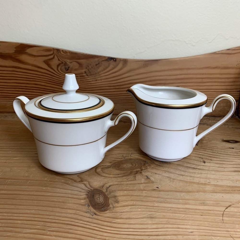 NORTAKE IVORY CHINA 7067 CORONET CREAMER AND SUGAR